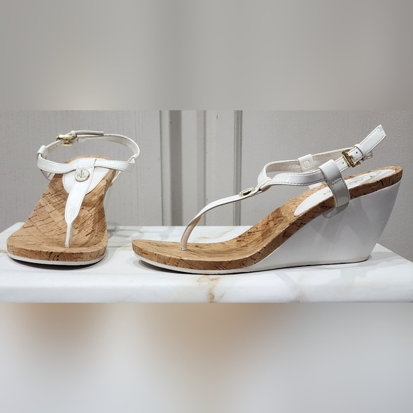 Lauren Ralph Lauren Women’s Reeta Wedge Heel Slingback White Sandals Sz 10 - Picture 1 of 9